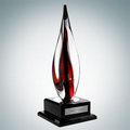 Art Glass Black Contemporary Award with Black Wood Base